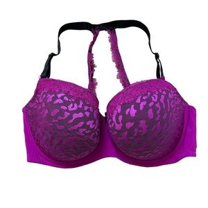 Ashley Graham Showstopper Virtuose Leopard Print Lacey Wired Bra Size 40DDD